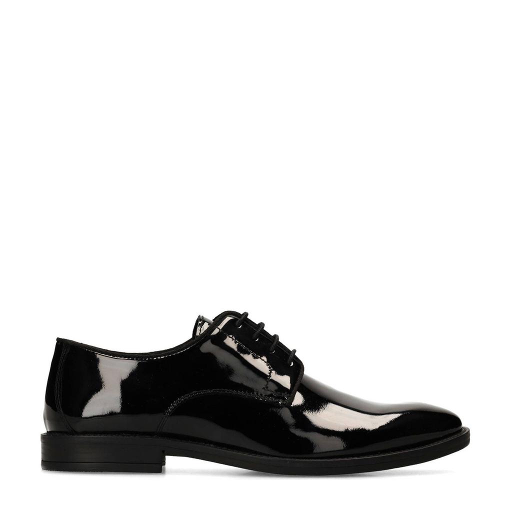 Zwarte heren Manfield lakleren veterschoenen