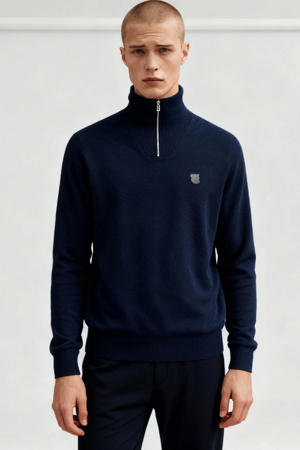 gebreide trui met wol donkerblauw