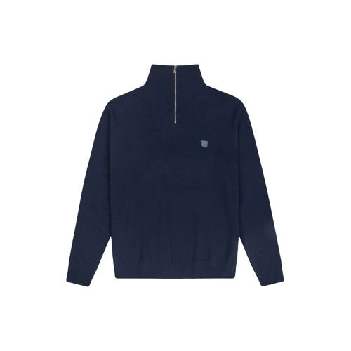 Tonsure gebreide trui met wol donkerblauw afbeelding