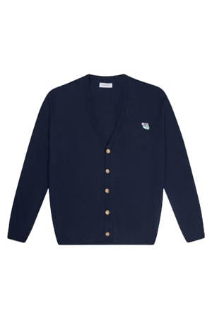 gebreid vest met wol donkerblauw
