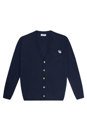 gebreid vest met wol donkerblauw