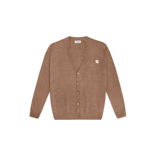 Tonsure gebreid vest met wol bruin afbeelding