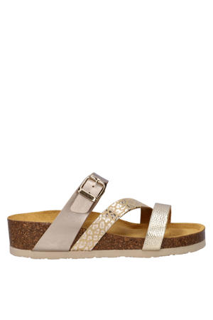 imitatieleren leren slippers taupe