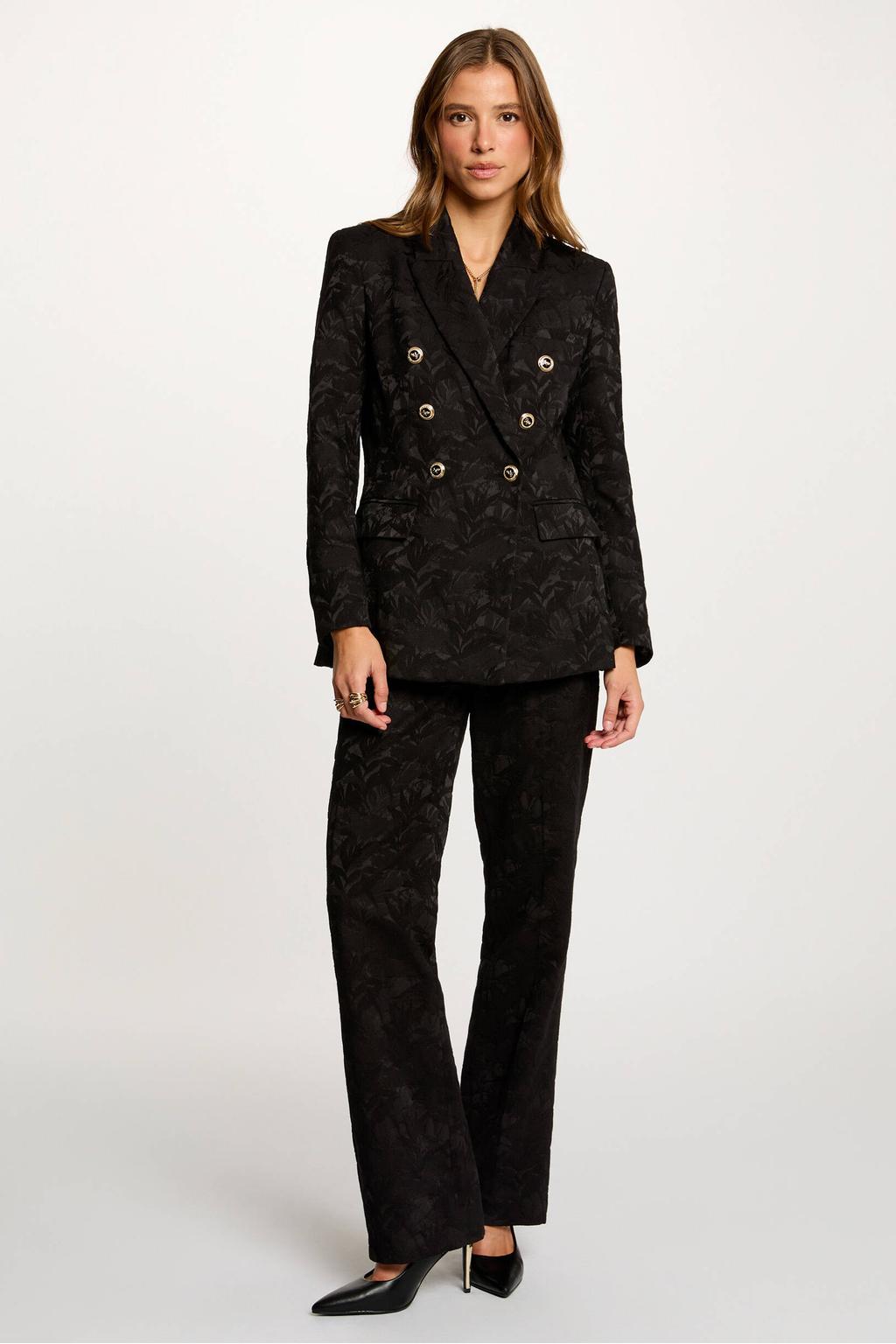 Zwarte dames Morgan bootcut regular waist broek van katoen met elastische tailleband