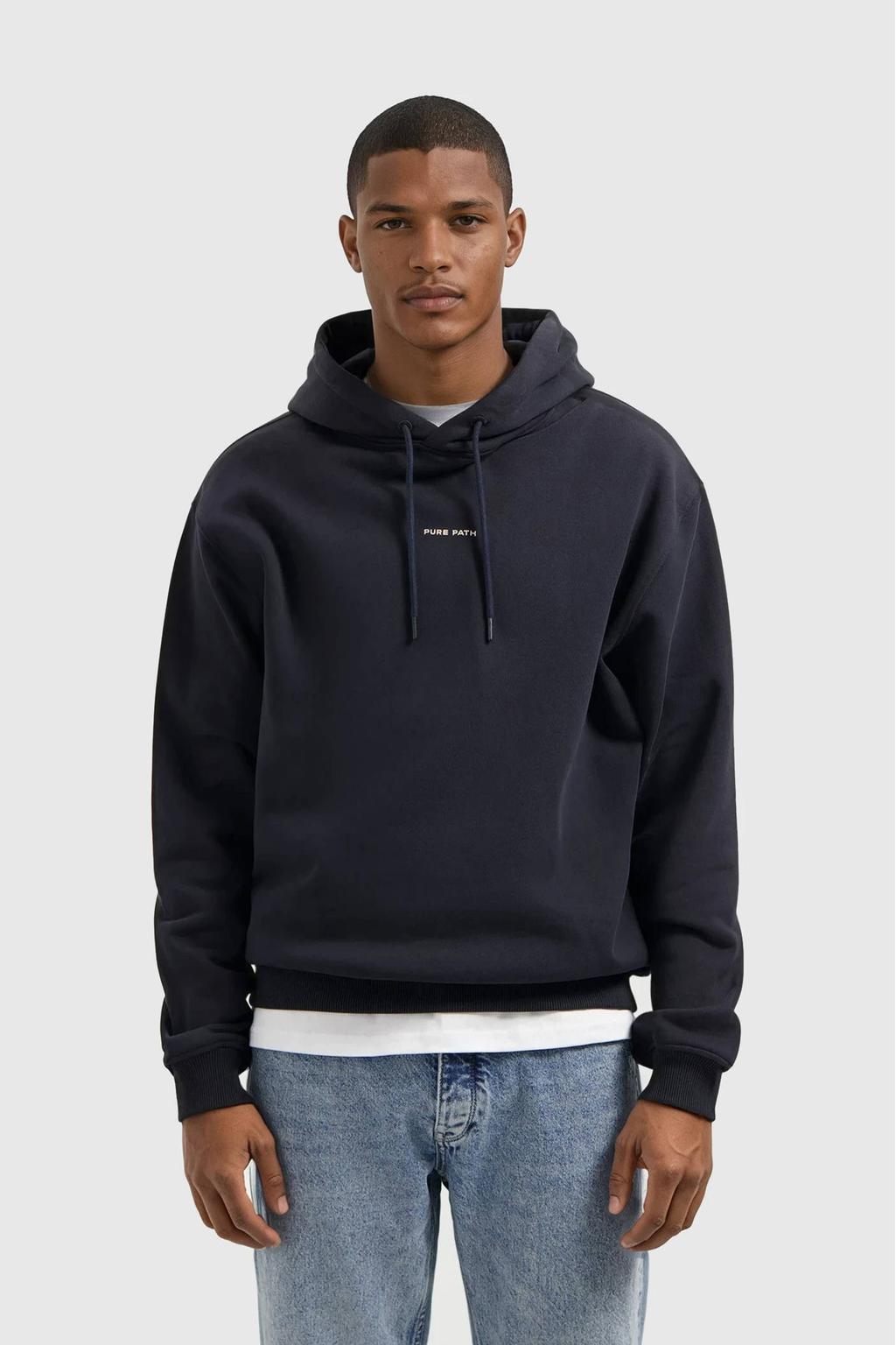 Pure Path hoodie met backprint donkerblauw