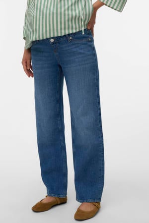 high waist zwangerschaps wide leg jeans medium blue denim