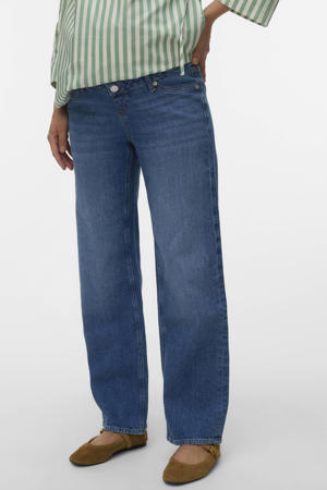 high waist zwangerschaps wide leg jeans medium blue denim