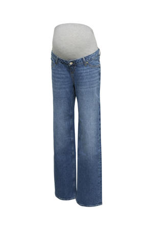 high waist zwangerschaps wide leg jeans medium blue denim