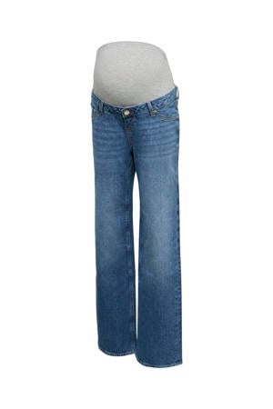 high waist zwangerschaps wide leg jeans medium blue denim