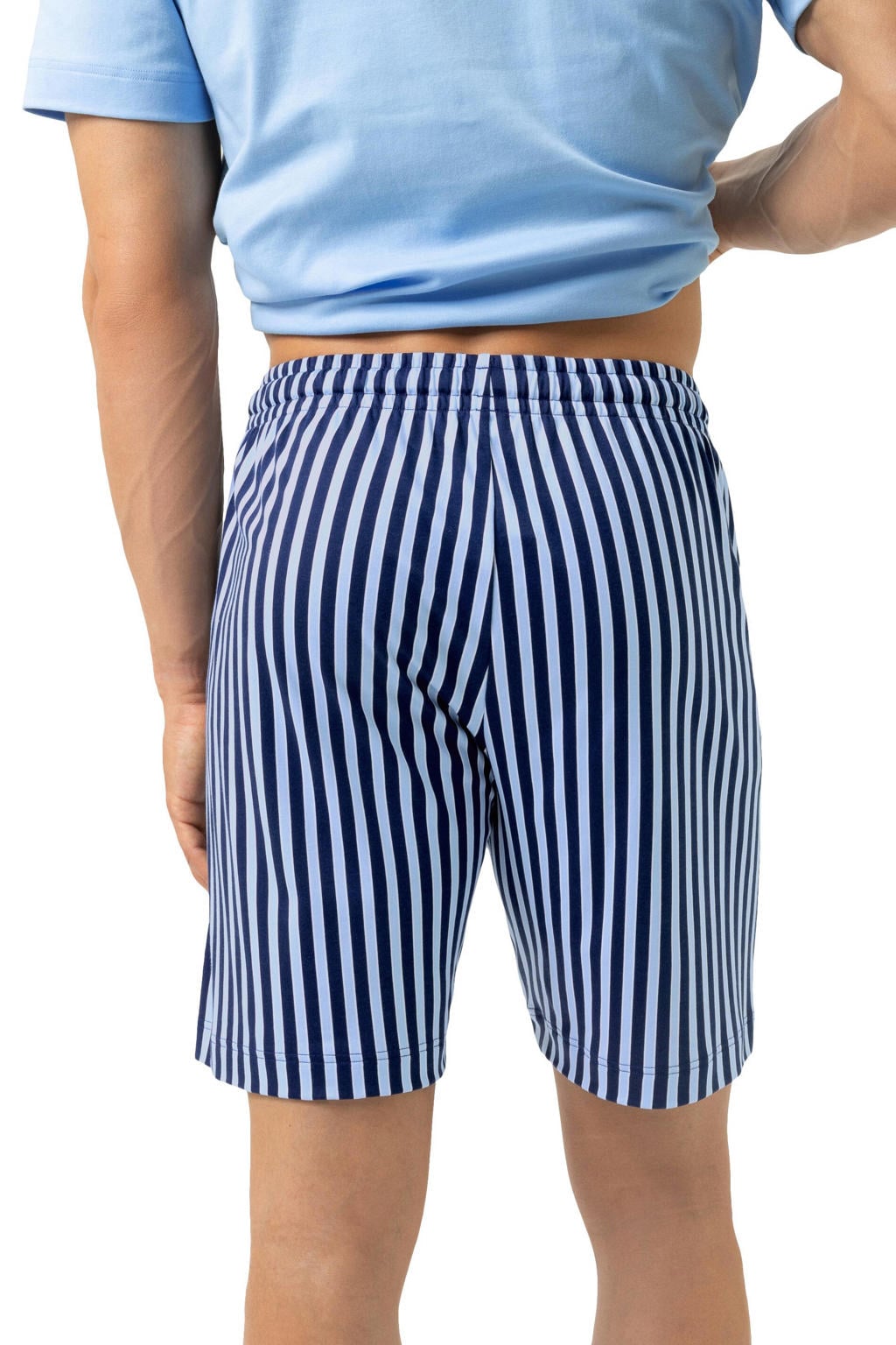 Mey pyjamashort Graphic Stripes lichtblauw/donkerblauw