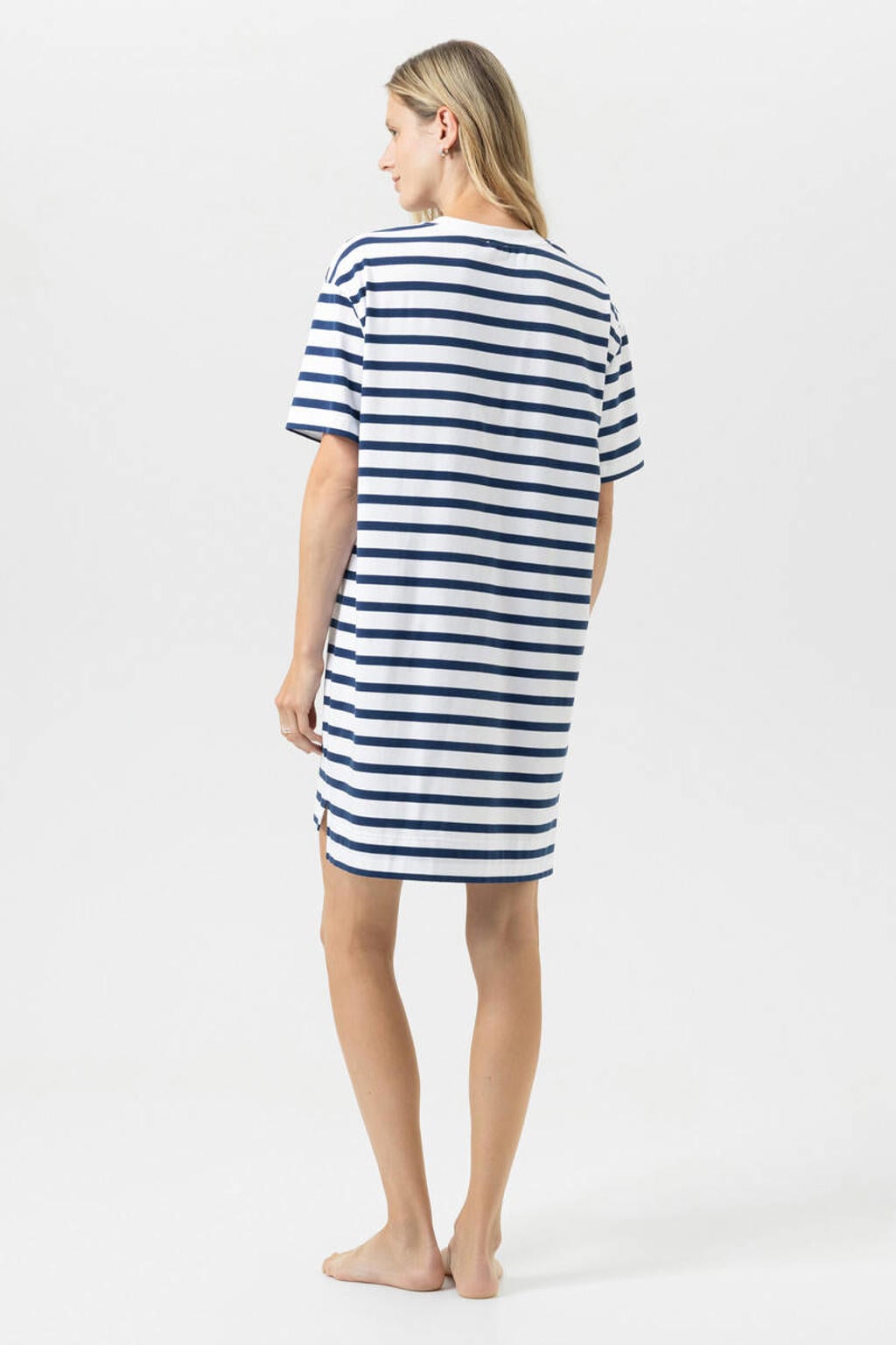 Mey nachthemd Breezy Stripes wit/donkerblauw