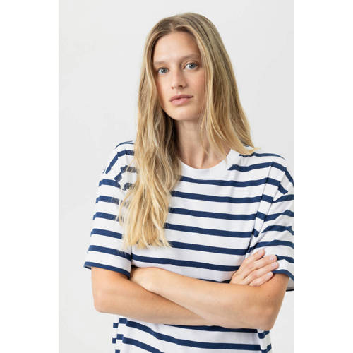 Mey nachthemd Breezy Stripes wit/donkerblauw afbeelding