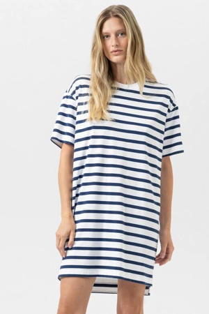 nachthemd Breezy Stripes wit/donkerblauw