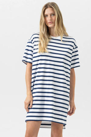 nachthemd Breezy Stripes wit/donkerblauw