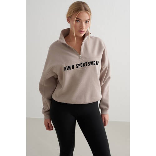 Aim'n sportsweater Varsity beige afbeelding