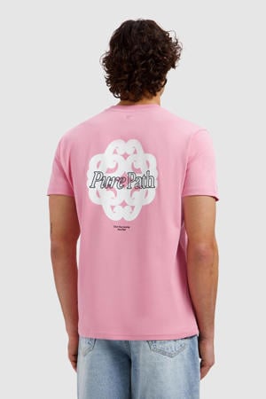 regular T-shirt met backprint roze
