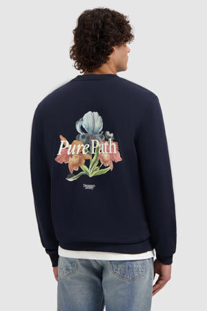 gebloemde sweater donkerblauw