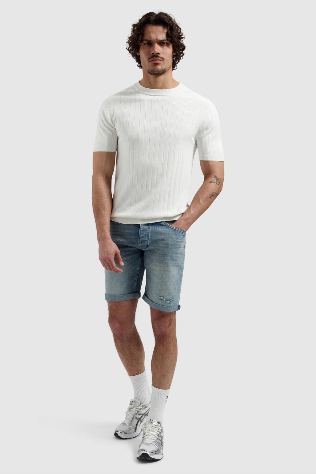 Pure Path Miles denim slim short blauw