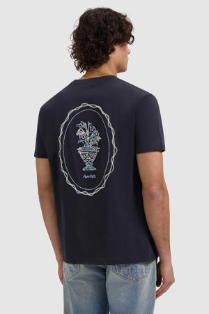 regular T-shirt met backprint donkerblauw