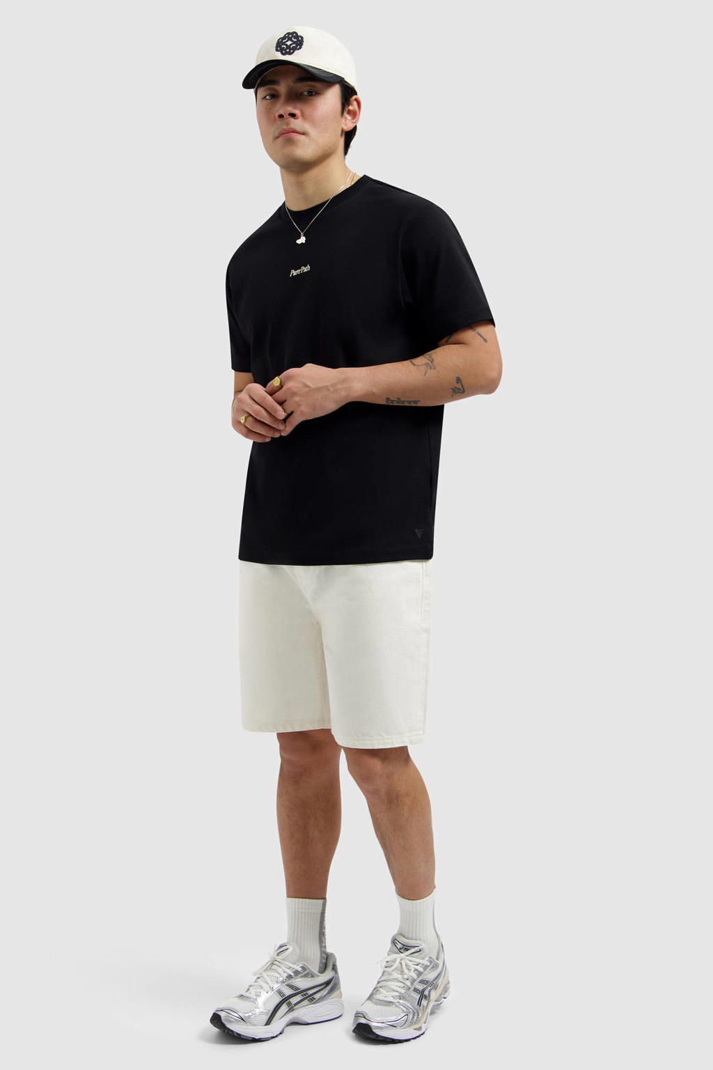 Zwarte heren Pure Path regular T-shirt van katoen met backprint, korte mouwen en ronde hals