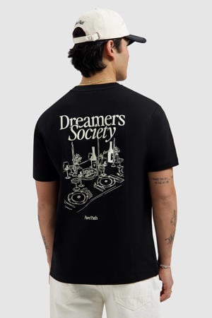 regular T-shirt met backprint zwart