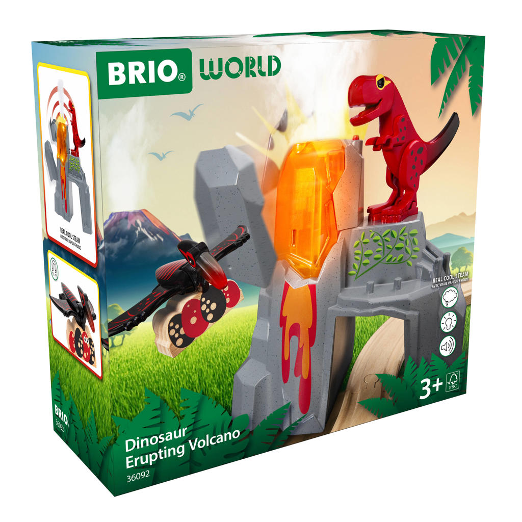 Ravensburger BRIO World 36092 Dinosaurussen met vulkaanuitbarsting | Set speelgoedtreintjes voor kinderen vanaf 3 jaar