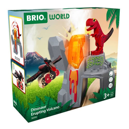 Ravensburger BRIO World 36092 Dinosaurussen met vulkaanuitbarsting | Set speelgoedtreintjes voor kinderen vanaf 3 jaar afbeelding