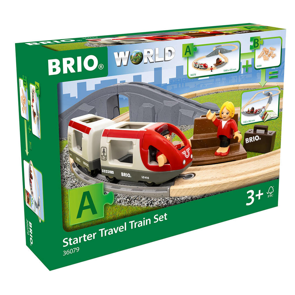 Ravensburger BRIO World 36079 Startset reistrein | 22-delige set houten speelgoedtreintjes voor kinderen vanaf 3 jaar