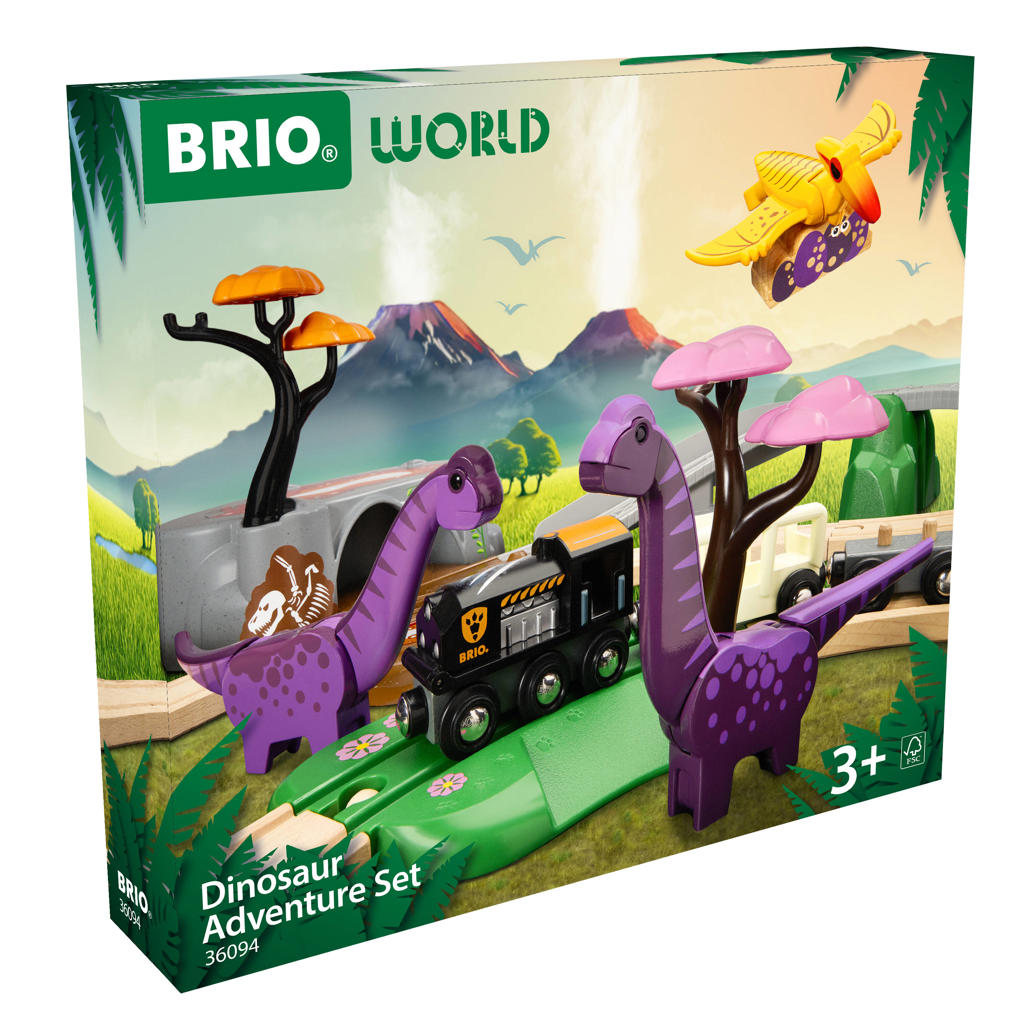 Ravensburger BRIO World 36094 Avonturenset met dinosaurussen | Set speelgoedtreintjes voor kinderen vanaf 3 jaar