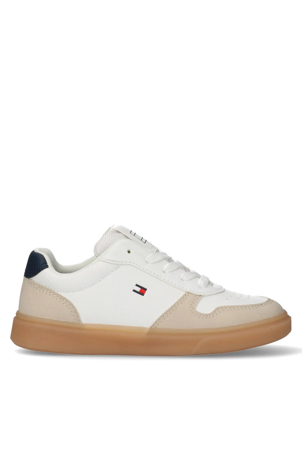 Beige, wit en blauwe jongens Tommy Hilfiger Cooper sneakers van 100% pu met veters