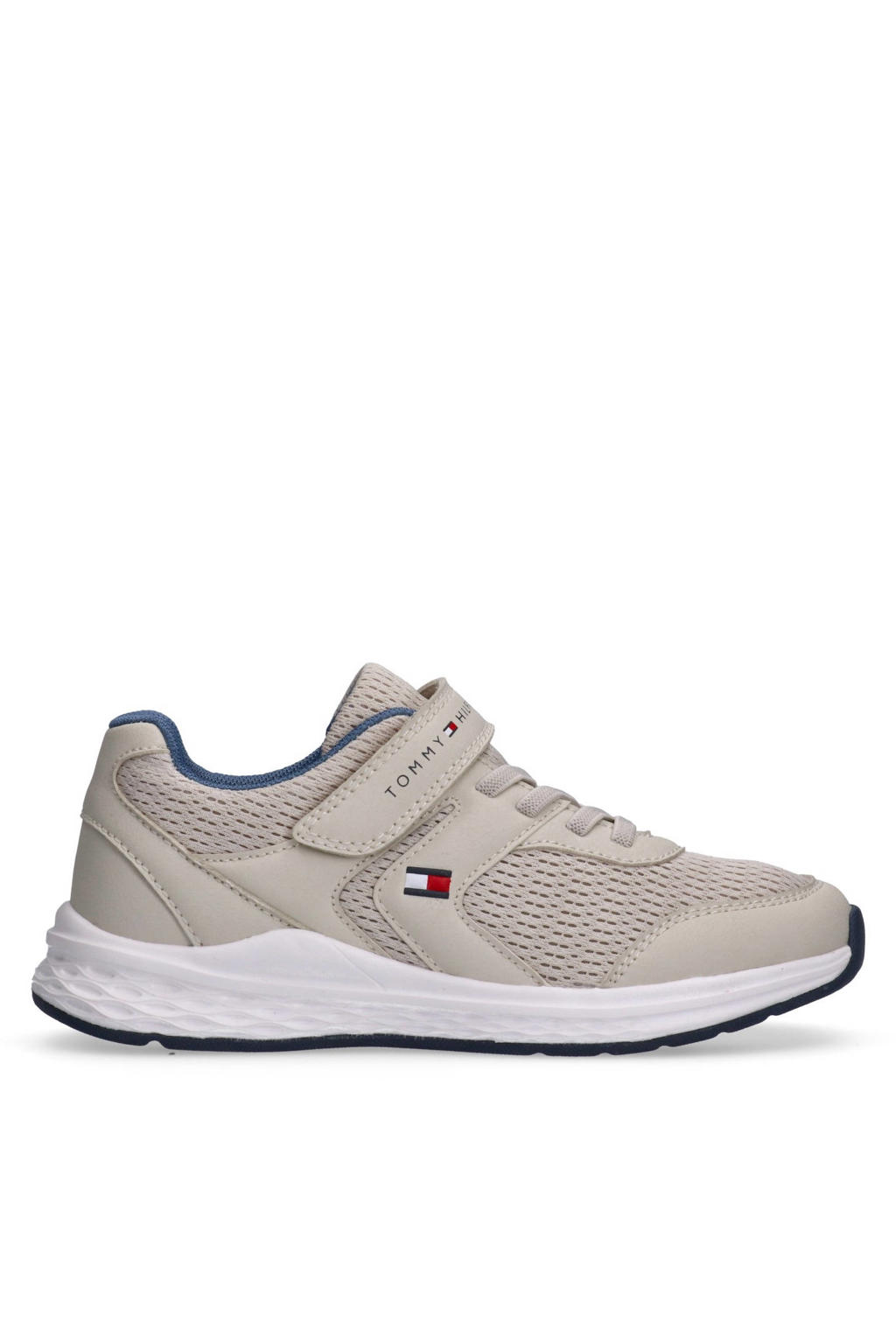 Beige jongens Tommy Hilfiger Steph sneakers van 35% polyester / 65% pu met elastische veter- met klittenbandsluiting