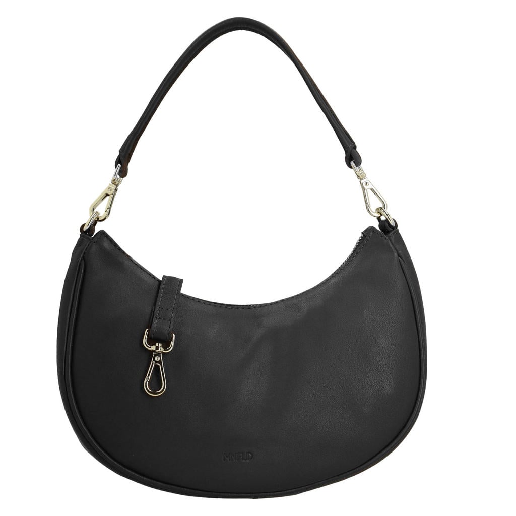 Manfield leren crossbody tas zwart
