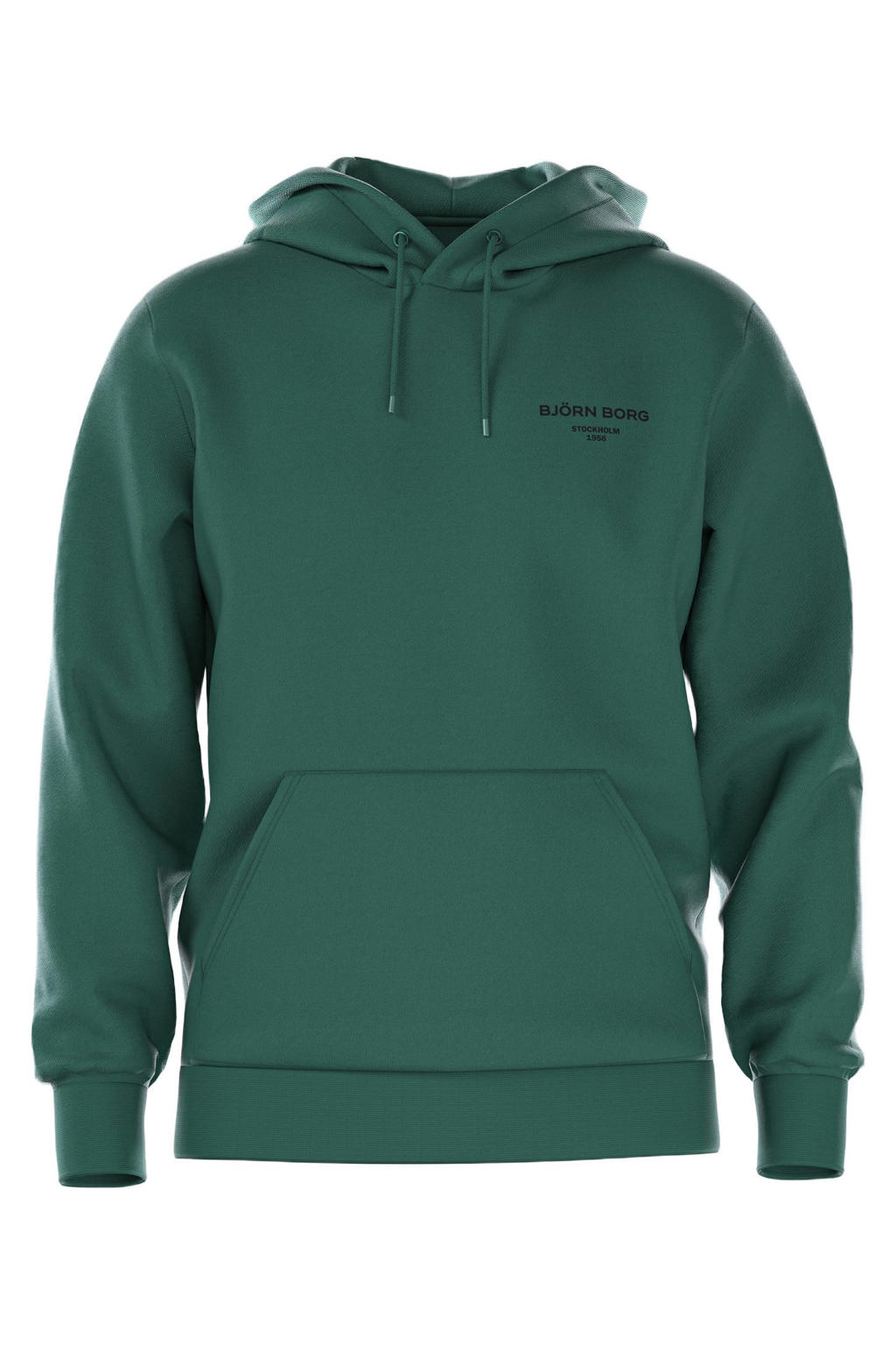 Groene heren Björn Borg hoodie van sweat materiaal met effen, lange mouwen en capuchon