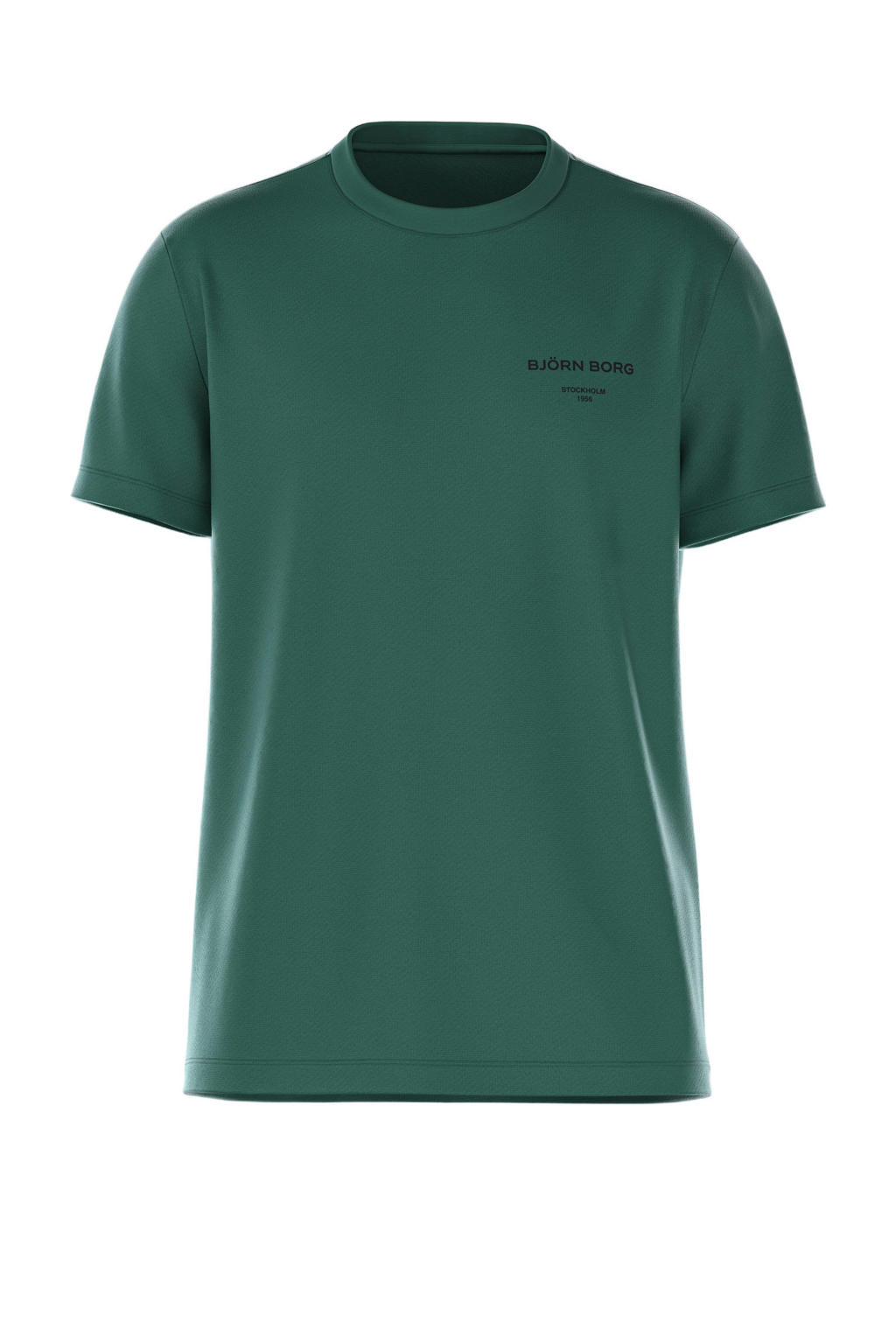 Groene heren Björn Borg T-shirt ESSENTIAL van katoen met effen, korte mouwen en ronde hals