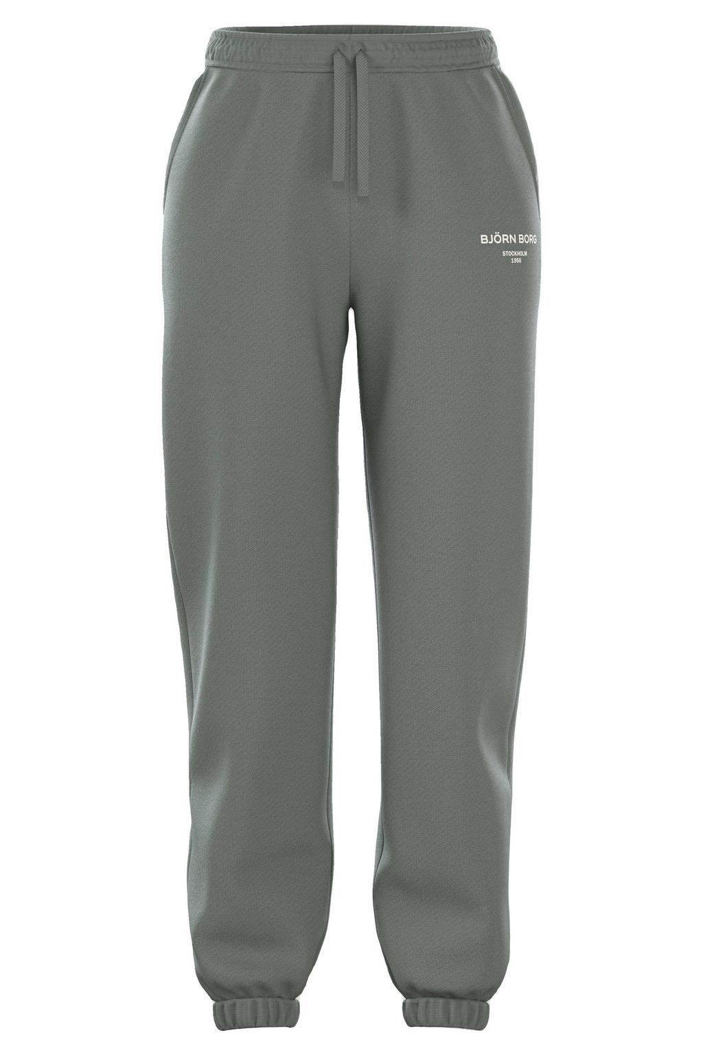 Groene dames Björn Borg regular waist broek van katoen met elastische tailleband met koord en effen