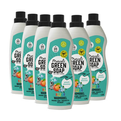 Marcel's Green Soap Wasmiddel Kleur - Perzik & Jasmijn 6 x 1L - wasbeurten afbeelding