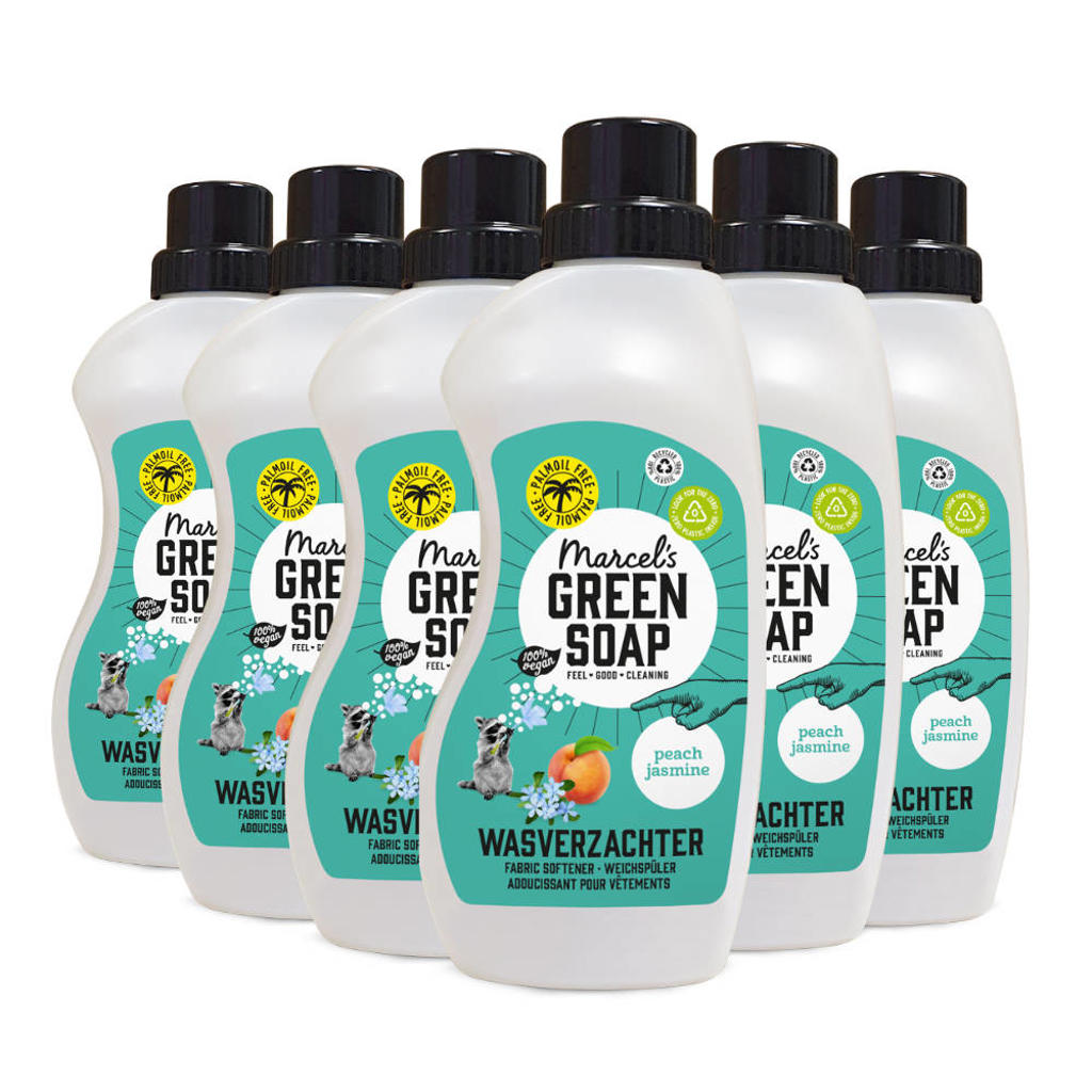 Marcel's Green Soap wasverzachter - Perzik & Jasmijn 6 x 750ml - 180 wasbeurten