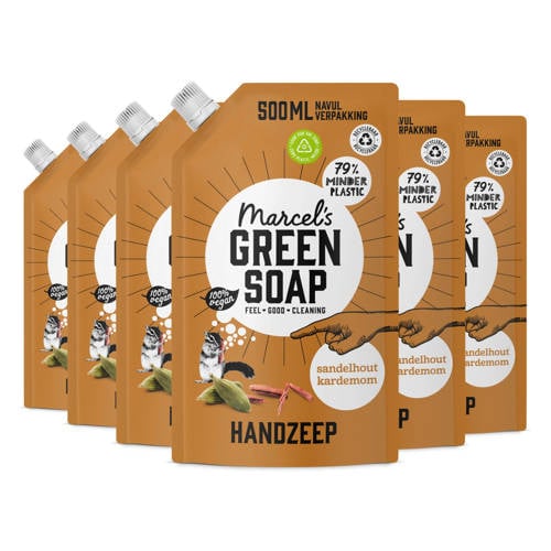 Marcel's Green Soap Handzeep - Sandelhout & Kardemom Navulling 6 x 500ml afbeelding