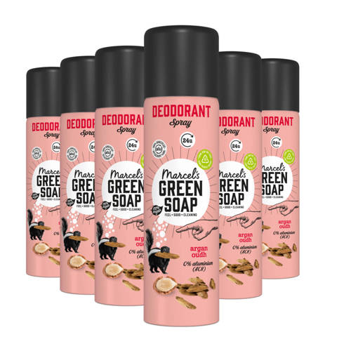Marcel's Green Soap Deo Spray - Argan & Oudh 6 x 150ml afbeelding