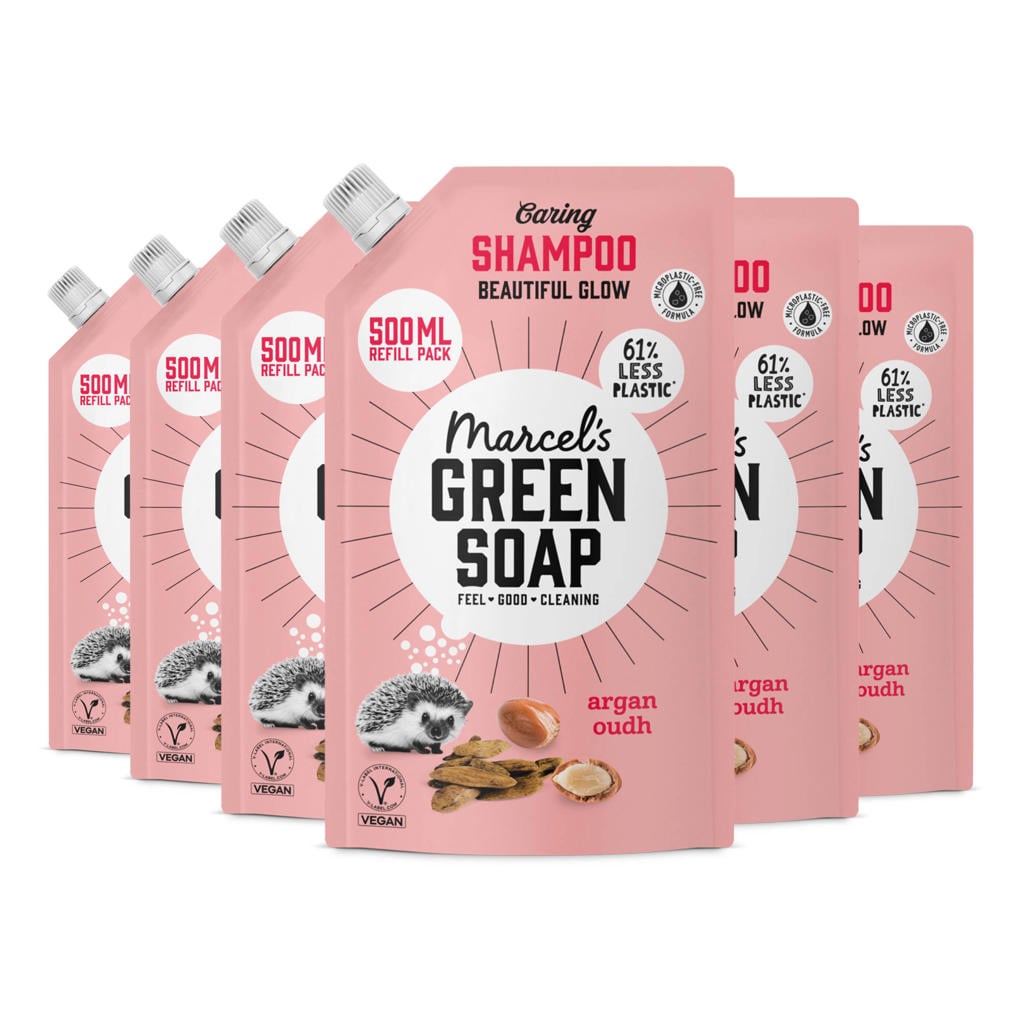Marcel's Green Soap shampoo - Argan & Oudh navulling 6 x 500ml