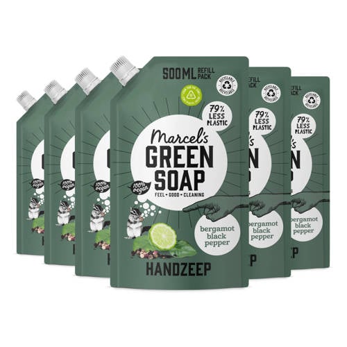Marcel's Green Soap Handzeep - Bergamot & Black Pepper Navulling 6 x 500ml afbeelding