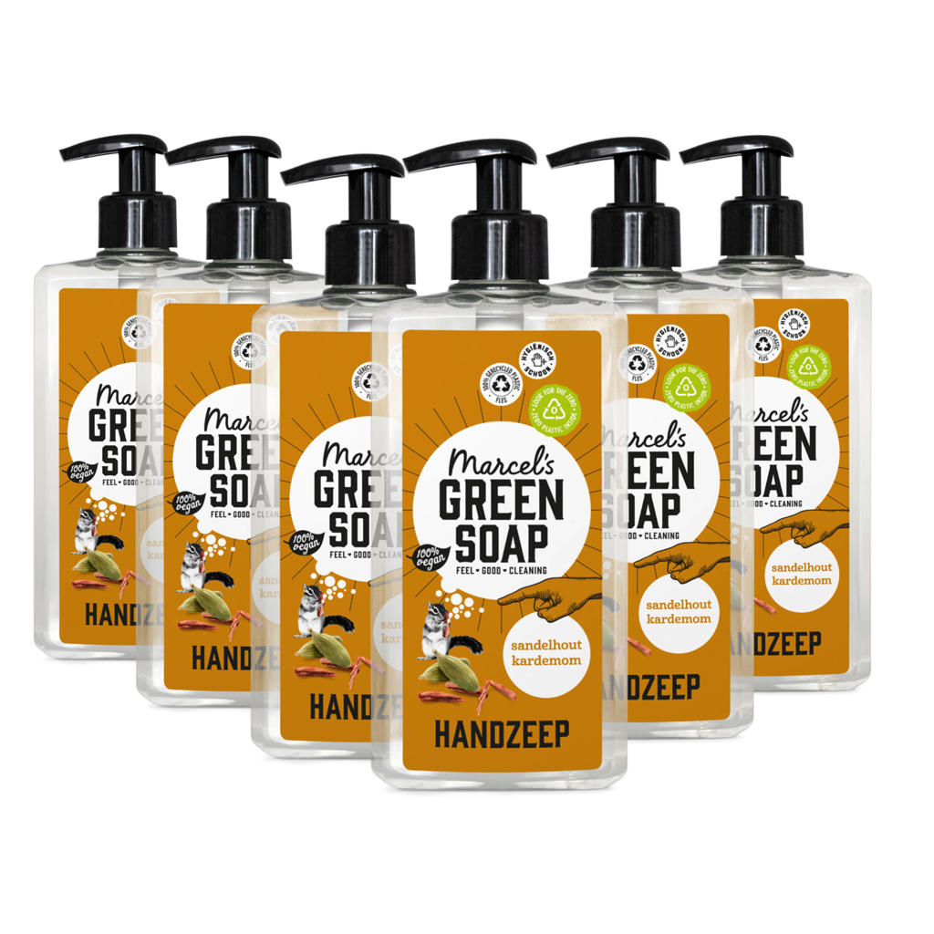 Marcel's Green Soap handzeep - Sandelhout & Kardemom 6 x 500ml