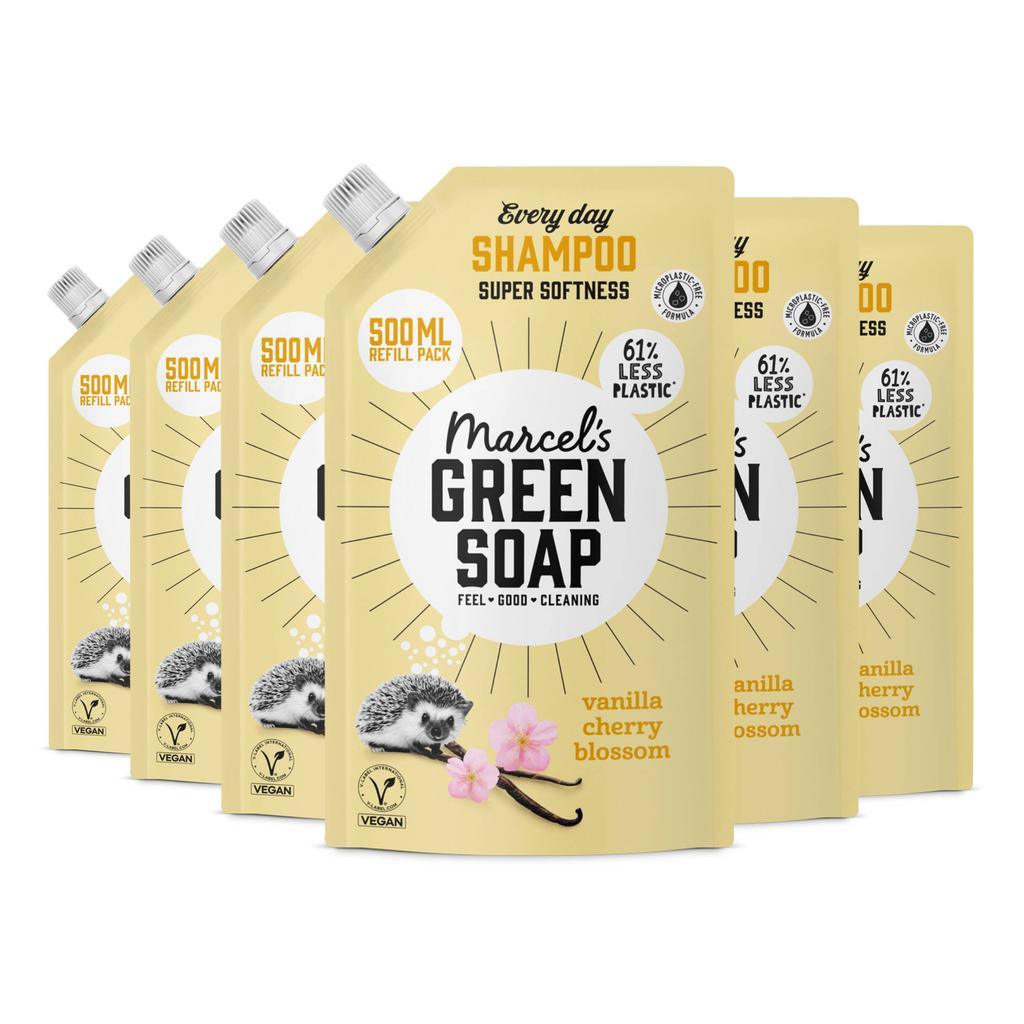 Marcel's Green Soap shampoo - Vanille & Kersenbloesem navulling 6 x 500ml