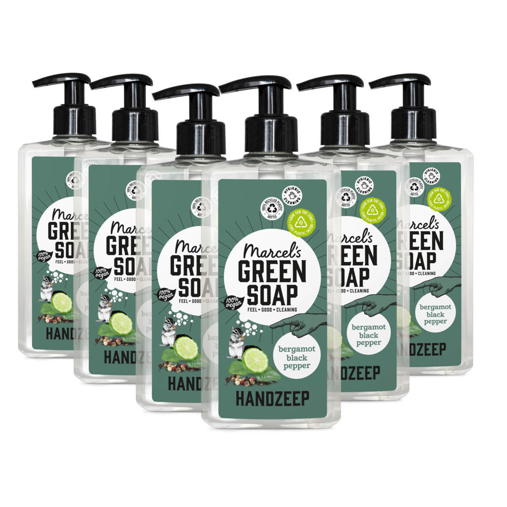 Marcel's Green Soap handzeep - Bergamot & Black Pepper 6 x 500ml