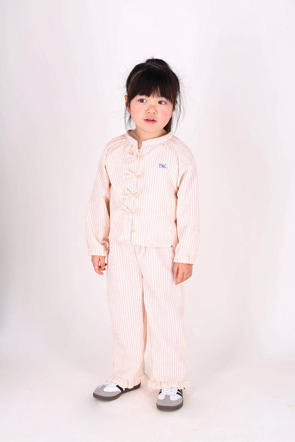 Roze en witte meisjes The New Chapter straight gestreepte casual broek van stretchkatoen met regular waist