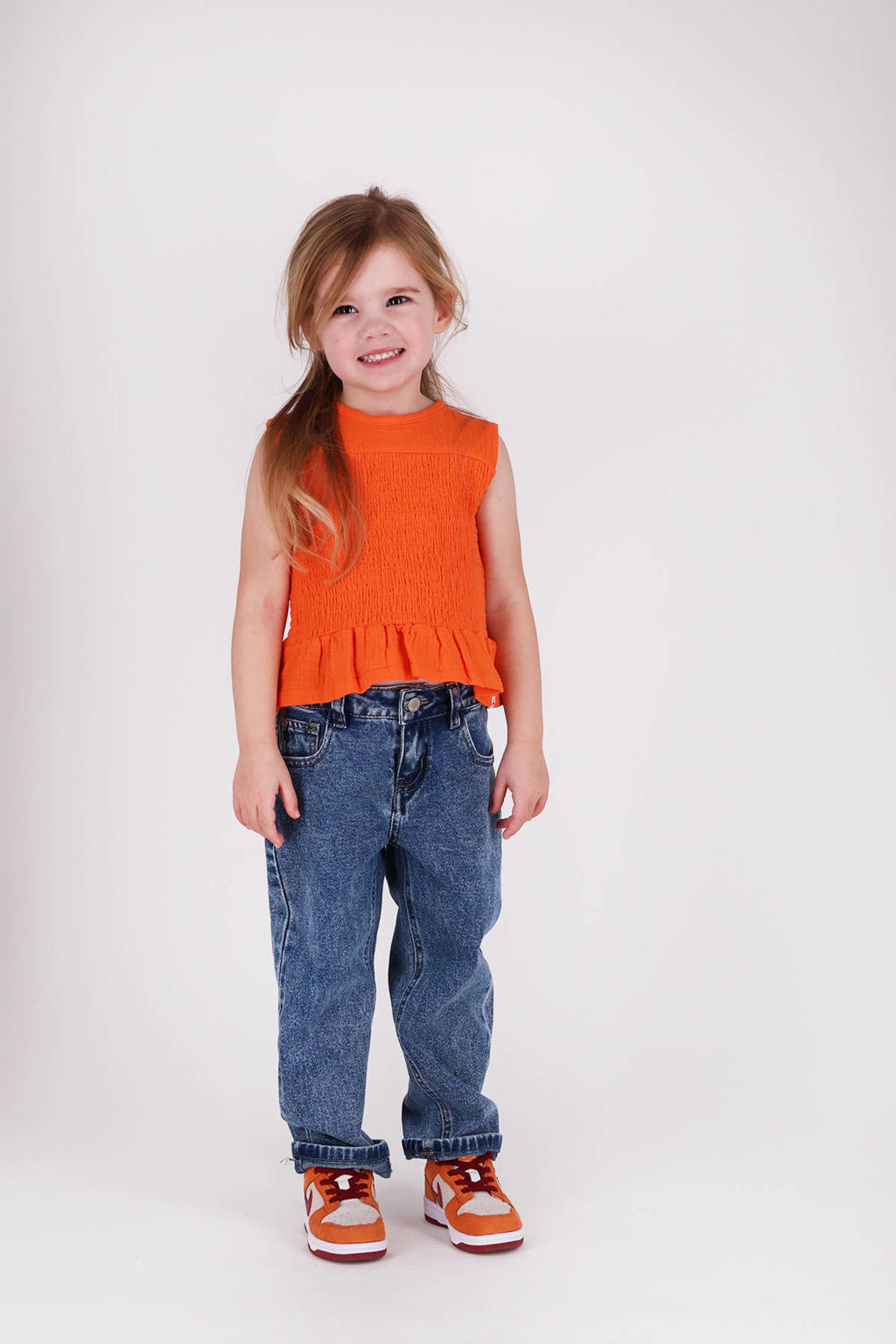 Oranje meisjes The New Chapter mouwloze top met effen en ronde hals
