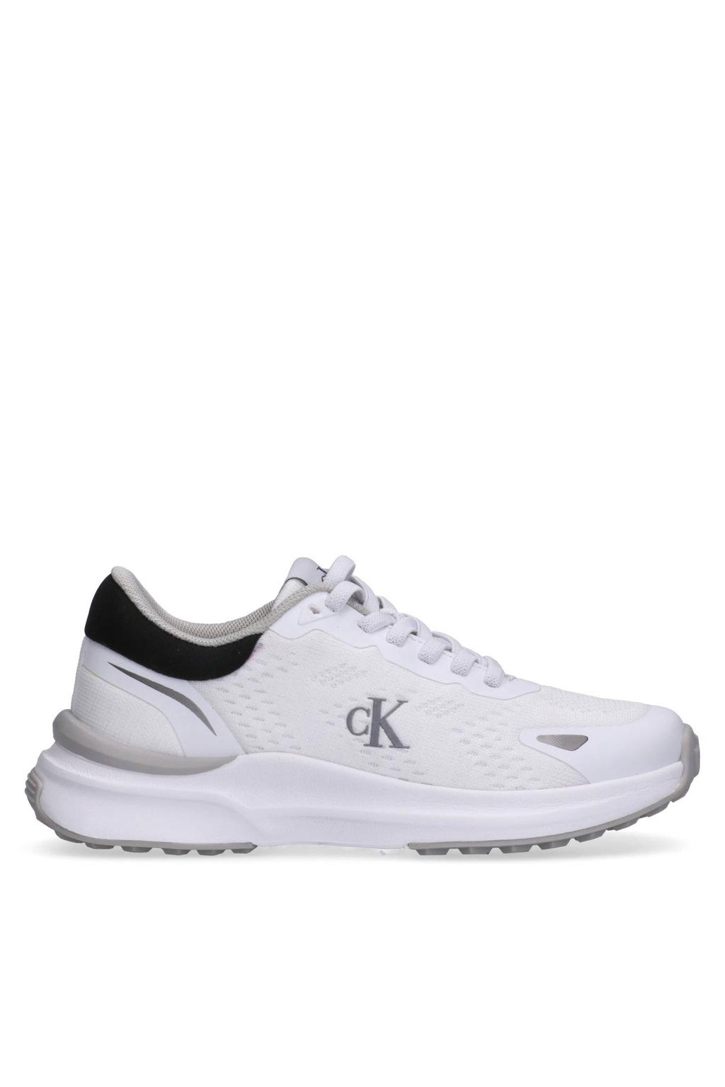 Wit en zwarte jongens Calvin Klein Tyler sneakers van polyester 75% pu 25% met veters