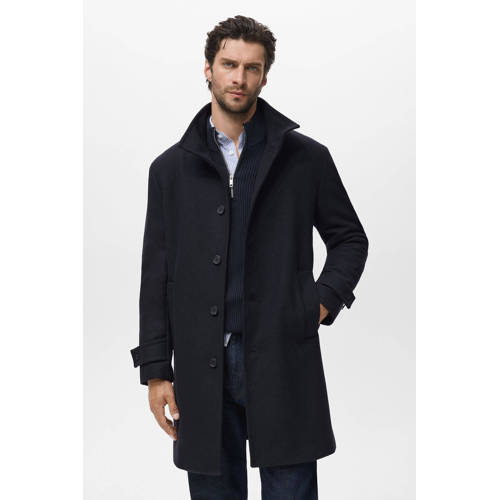 Mango Man manteljas met wol blauw afbeelding