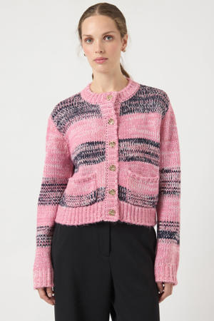 gestreepte vest roze gebreid