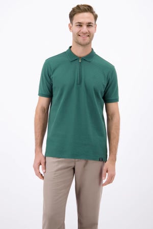 regular polo met ingebreid patroon groen